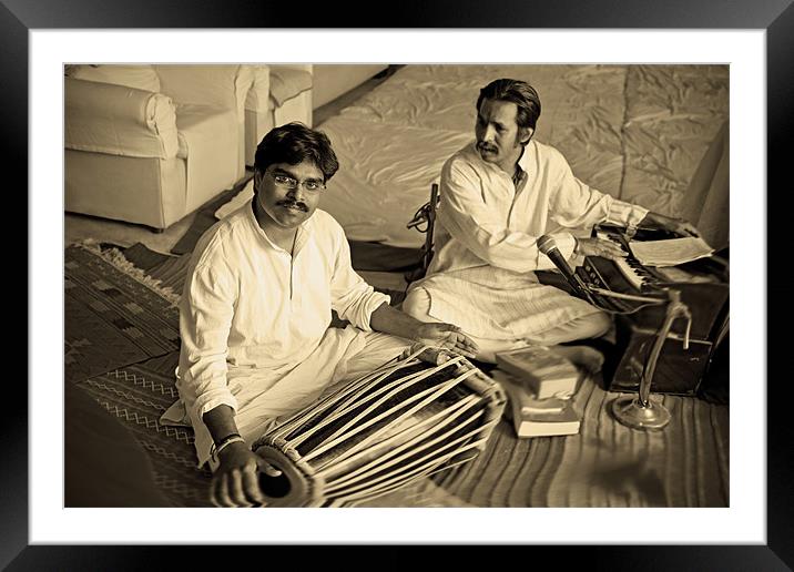 Hanumant Ghadge tabla player with Manoj Desai Framed Mounted Print by Arfabita  