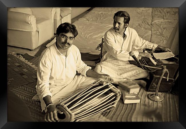 Hanumant Ghadge tabla player with Manoj Desai Framed Print by Arfabita  