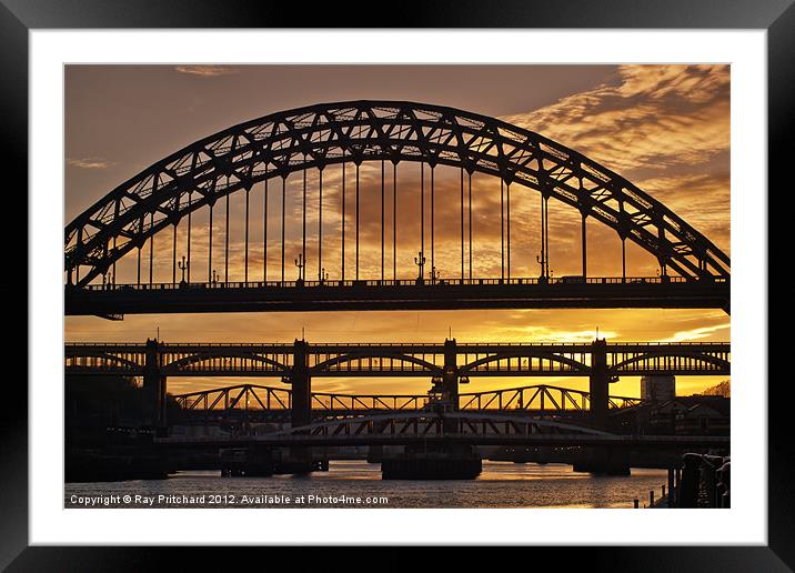 Tyne Bridge Sunset Framed Mounted Print by Ray Pritchard