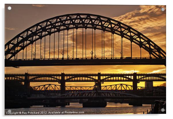 Tyne Bridge Sunset Acrylic by Ray Pritchard