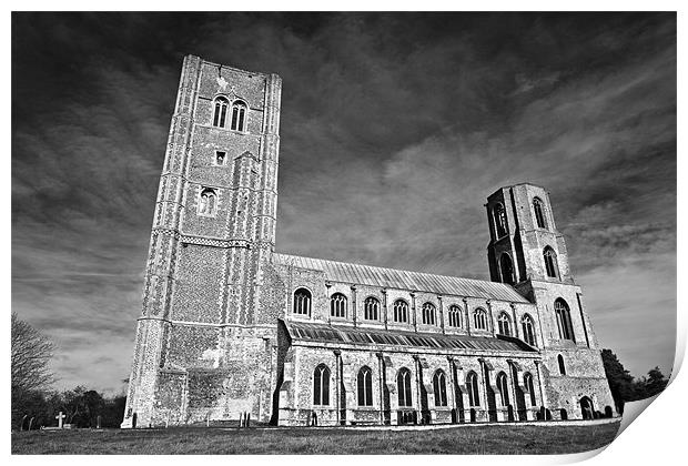Wispy Clouds over Wymondham Abbey Print by Paul Macro