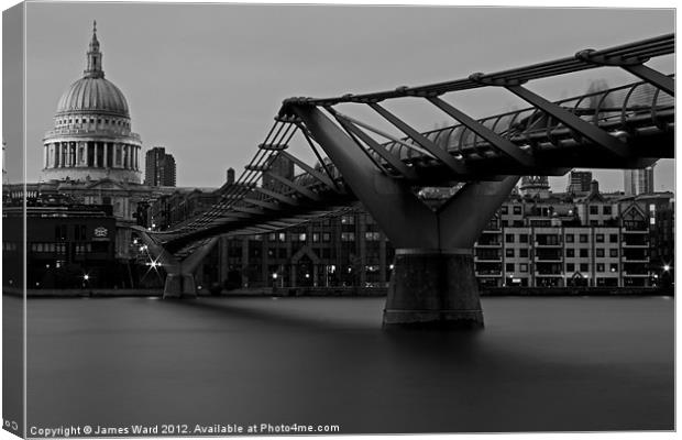 Millennium Bridge and St Pauls Cathedral Canvas Print by James Ward