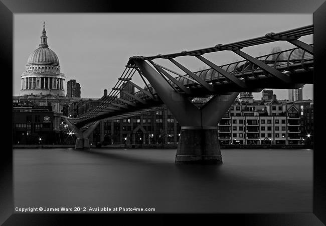 Millennium Bridge and St Pauls Cathedral Framed Print by James Ward