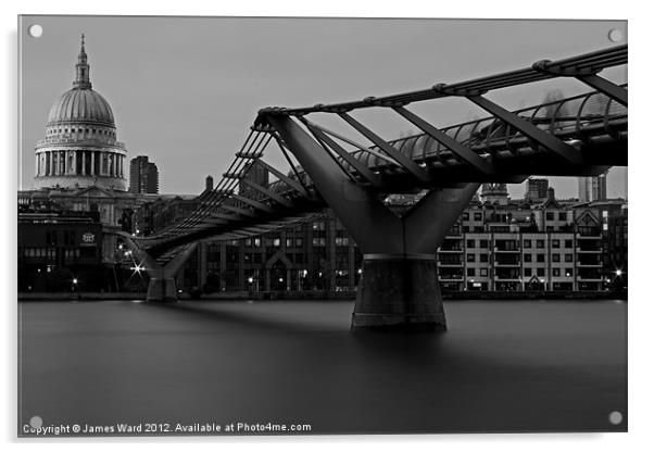Millennium Bridge and St Pauls Cathedral Acrylic by James Ward