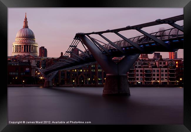 Millennium Bridge and St Pauls Cathedral Framed Print by James Ward