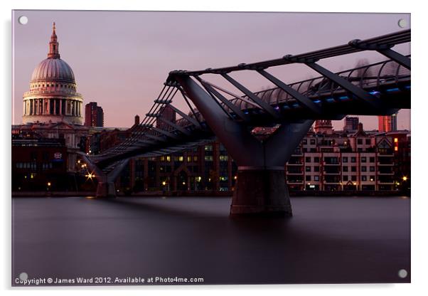 Millennium Bridge and St Pauls Cathedral Acrylic by James Ward