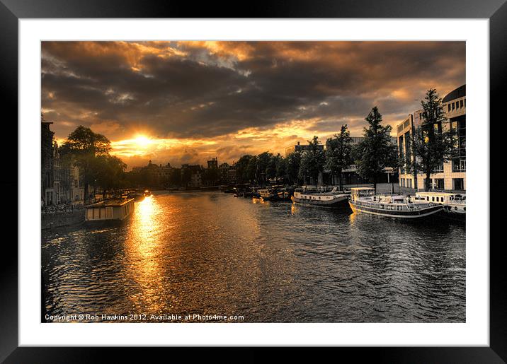 Amsterdam Sunset Framed Mounted Print by Rob Hawkins