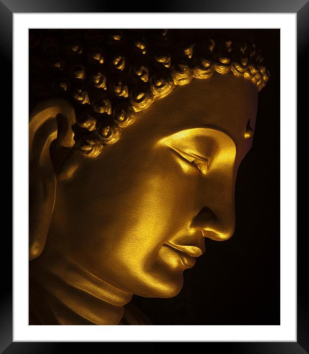 Buddha - Oil Painting Effect Framed Mounted Print by Zoe Ferrie