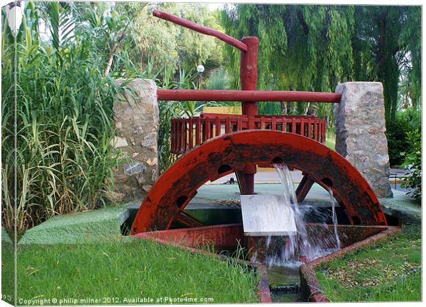 The Red Water Wheel Canvas Print by philip milner