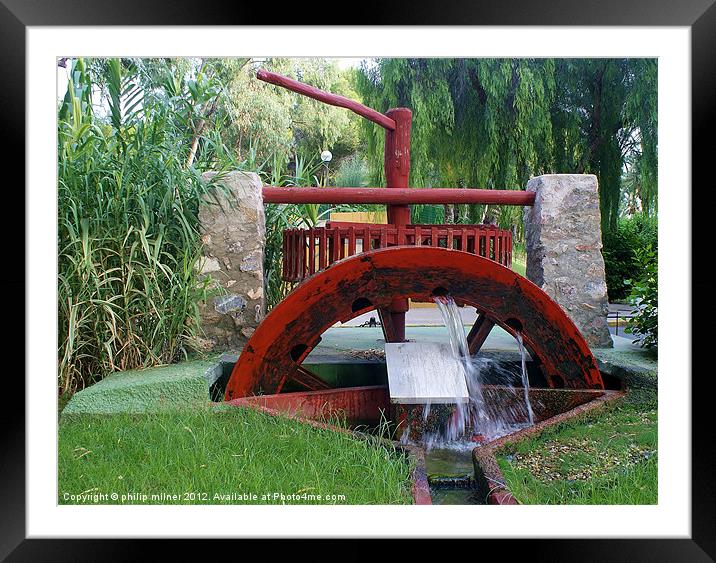 The Red Water Wheel Framed Mounted Print by philip milner