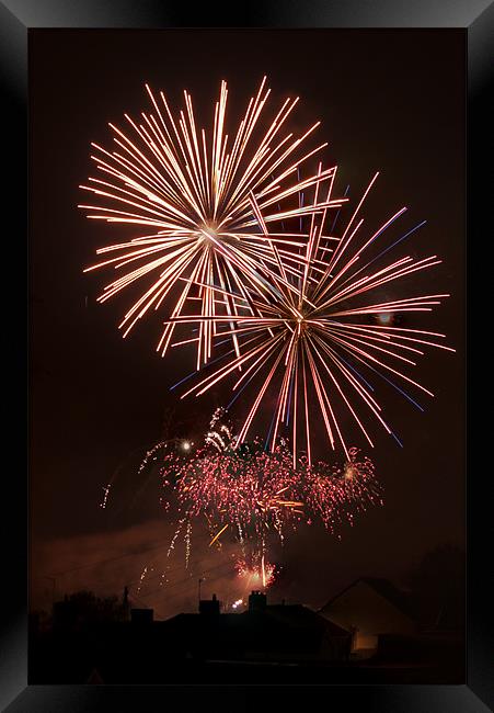 Fireworks 4 Framed Print by Steve Purnell