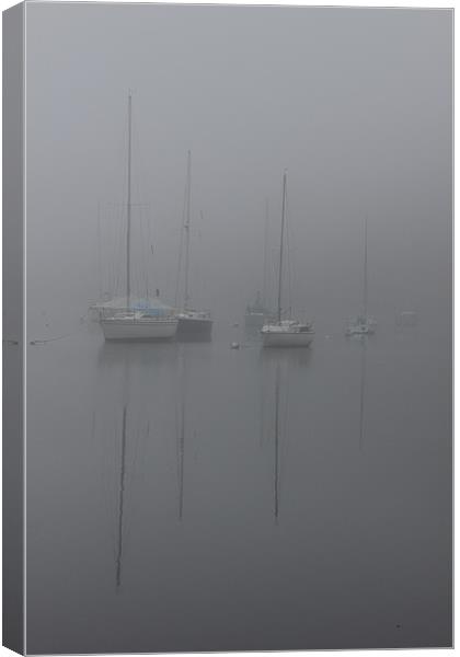 Boats in sea mist Canvas Print by Gillian Stevens