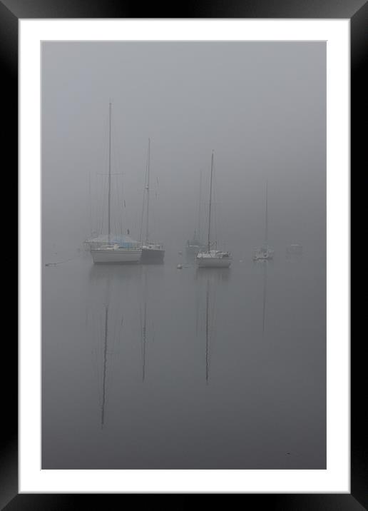 Boats in sea mist Framed Mounted Print by Gillian Stevens