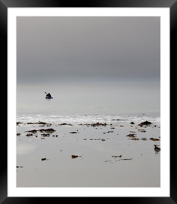 Lone Canoeist Framed Mounted Print by Linda Somers