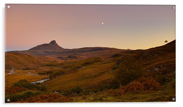 Stac Pollaidh Moonrise Scotland Acrylic by Derek Beattie
