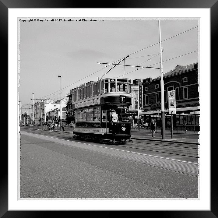 Bolton 66 Tram Monochrome. Framed Mounted Print by Gary Barratt