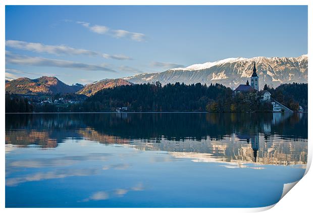 Evening at Lake Bled Print by Ian Middleton