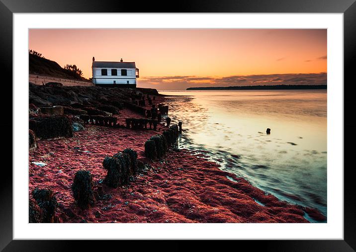 Lepe Boathouse Sunrise Framed Mounted Print by stuart bennett