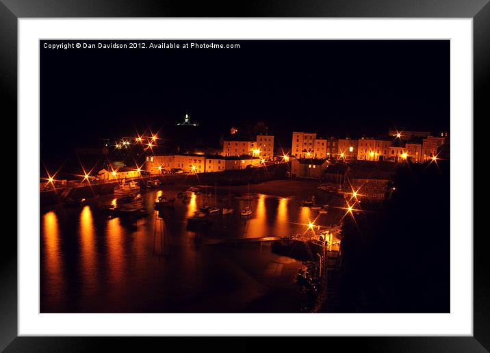 Tenby Harbour at night Framed Mounted Print by Dan Davidson