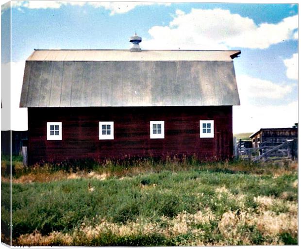 RED BARN Canvas Print by Larry Stolle