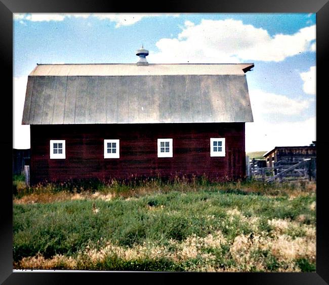 RED BARN Framed Print by Larry Stolle