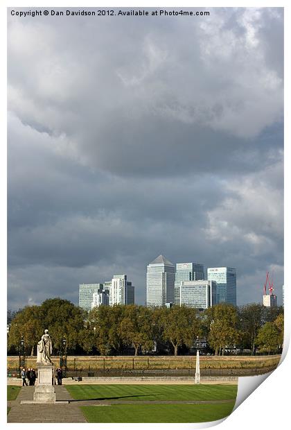 Clouds over Canary Wharf Print by Dan Davidson
