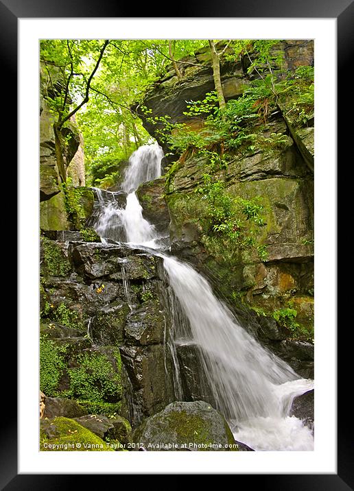 Lumsdale Valley Waterfall Framed Mounted Print by Vanna Taylor