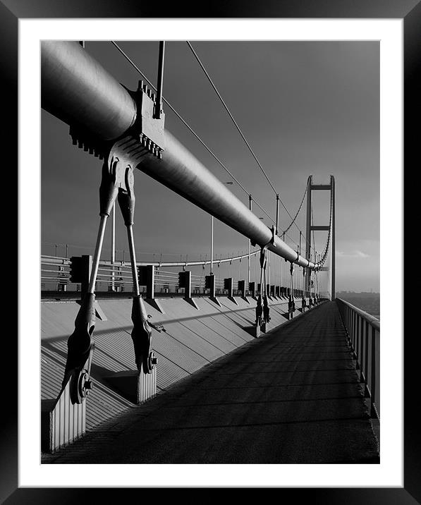 Humber Bridge Sunset In Black & White Framed Mounted Print by Darren Galpin