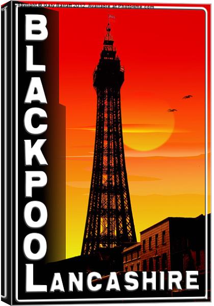 Blackpool Tower Sunset Poster Canvas Print by Gary Barratt
