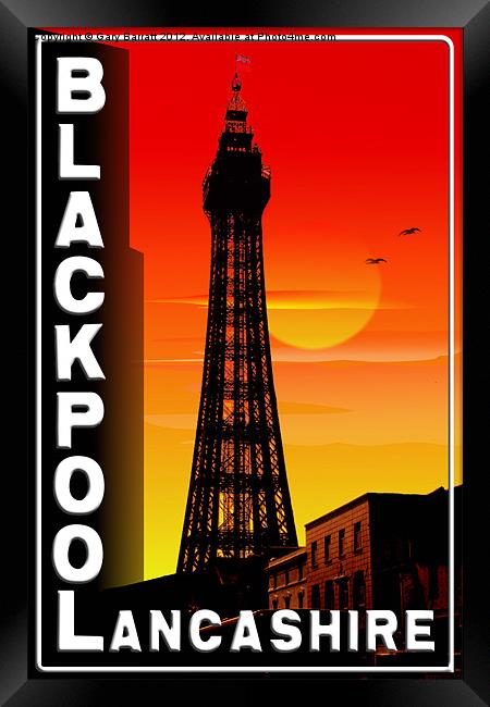 Blackpool Tower Sunset Poster Framed Print by Gary Barratt