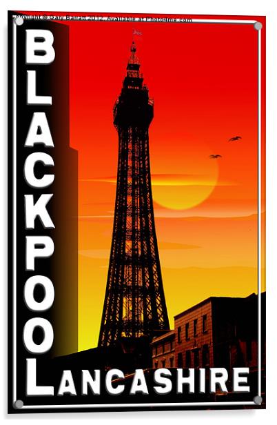 Blackpool Tower Sunset Poster Acrylic by Gary Barratt