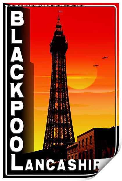 Blackpool Tower Sunset Poster Print by Gary Barratt