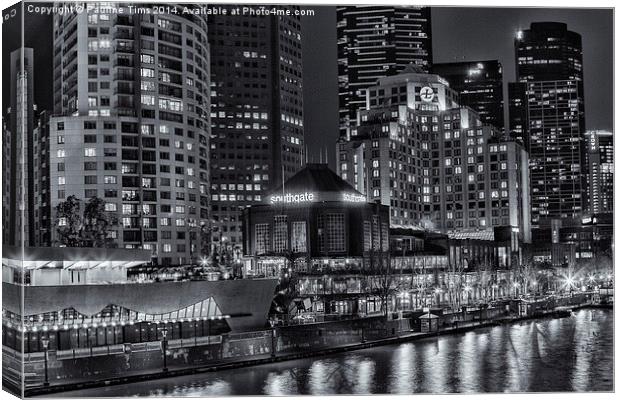Melbourne in Mono Canvas Print by Pauline Tims
