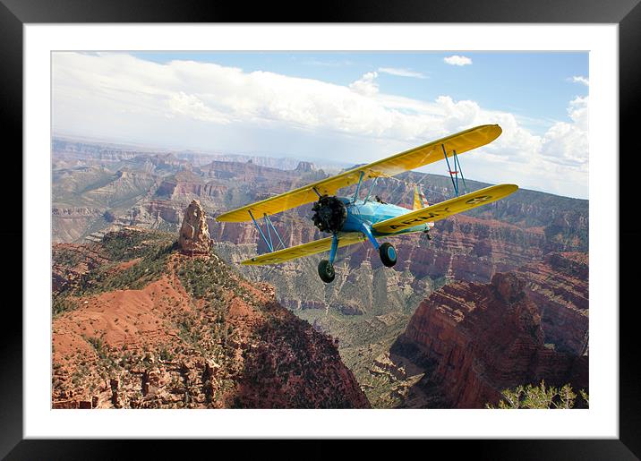 Boeing Stearman at Mount Hayden Grand Canyon Framed Mounted Print by Gary Eason