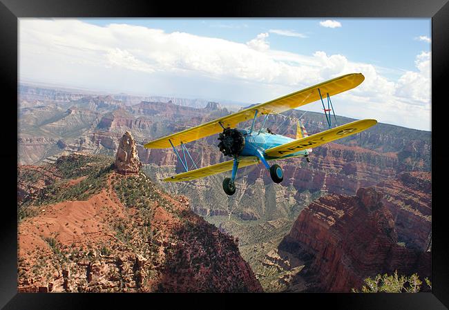 Boeing Stearman at Mount Hayden Grand Canyon Framed Print by Gary Eason