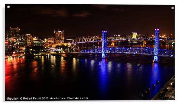 Jacksonville Bridges Acrylic by Robert Pettitt