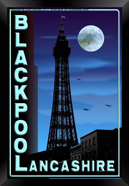 Blackpool In Blue Framed Print by Gary Barratt