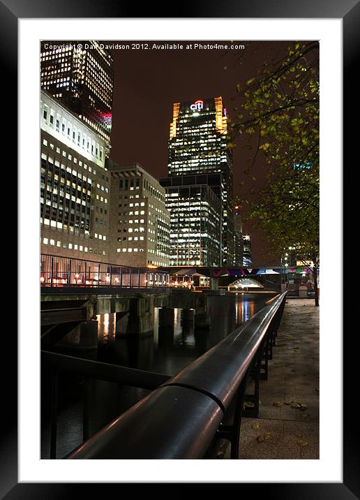 Canary Wharf at Night Framed Mounted Print by Dan Davidson