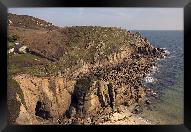 The South West Coast Path at Porthgwarra, Cornwall Framed Print by Simon Armstrong