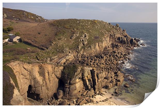 The South West Coast Path at Porthgwarra, Cornwall Print by Simon Armstrong