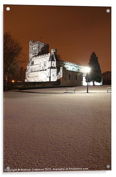 Priory Church Winter Acrylic by Graham Custance