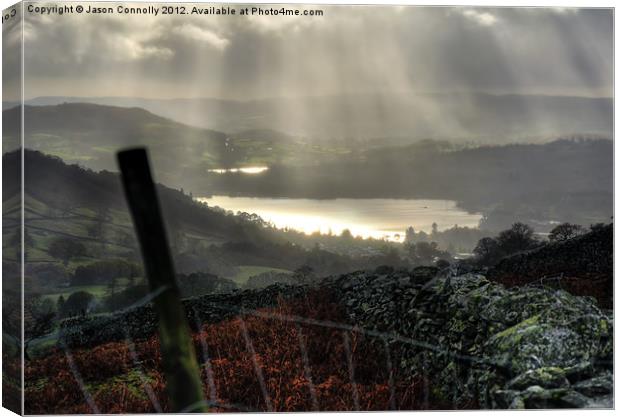 Light Rays Over Windermere Canvas Print by Jason Connolly