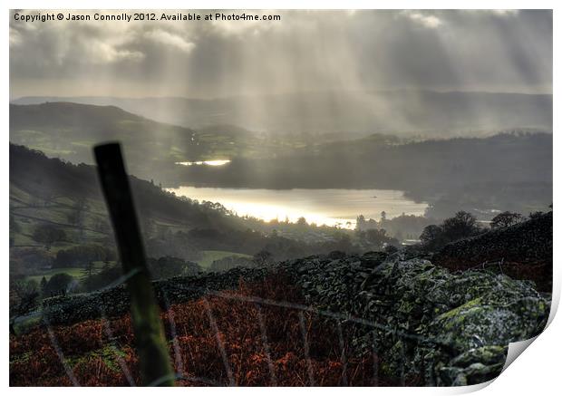 Light Rays Over Windermere Print by Jason Connolly
