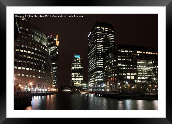 Canary Wharf East India Dock Framed Mounted Print by Dan Davidson
