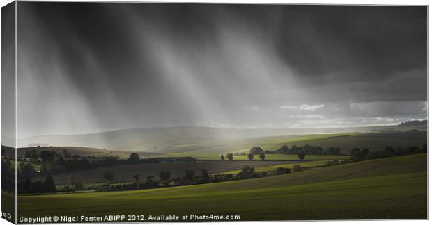 Ridgeway showers Canvas Print by Creative Photography Wales