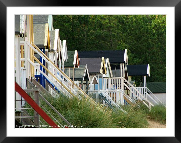 Wells on Sea Beach Huts Framed Mounted Print by Liz Ward
