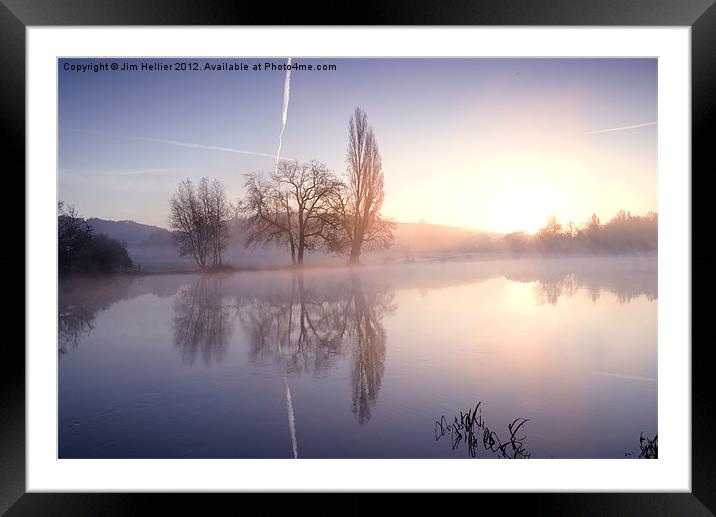 Thames at Mapledurham against the light Framed Mounted Print by Jim Hellier