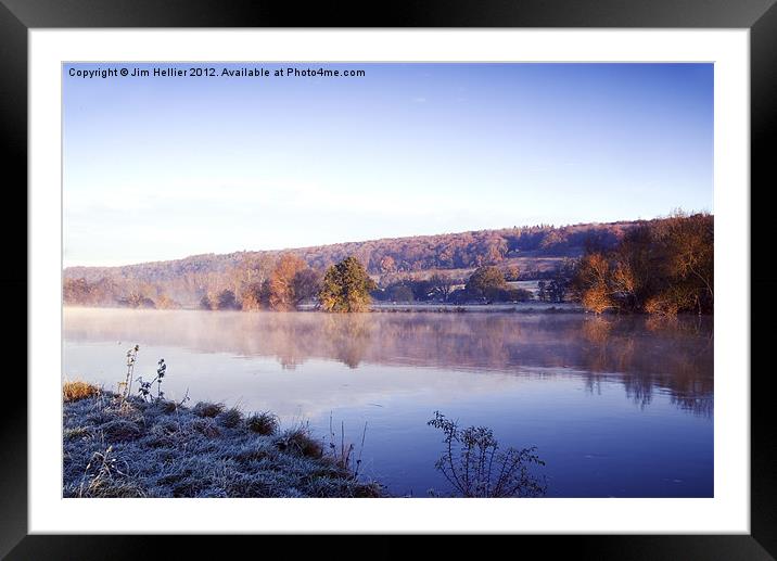 Frosty morning by Thames at Mapledurham Framed Mounted Print by Jim Hellier
