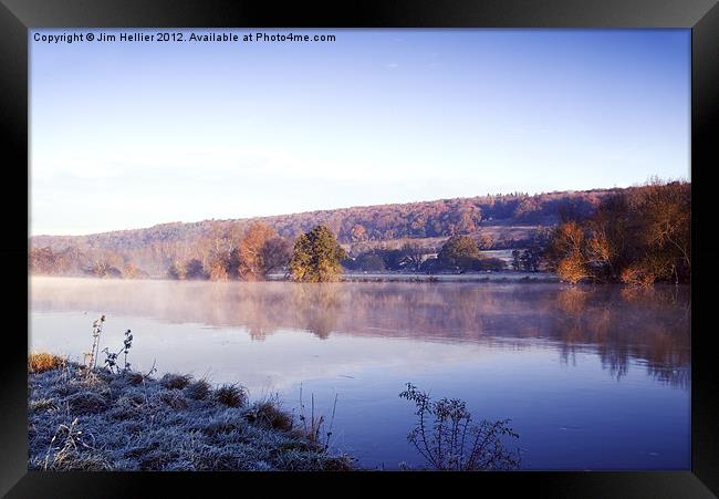 Frosty morning by Thames at Mapledurham Framed Print by Jim Hellier