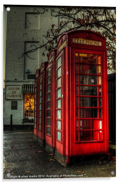 Red phone box Truro Cornwall Acrylic by allen martin